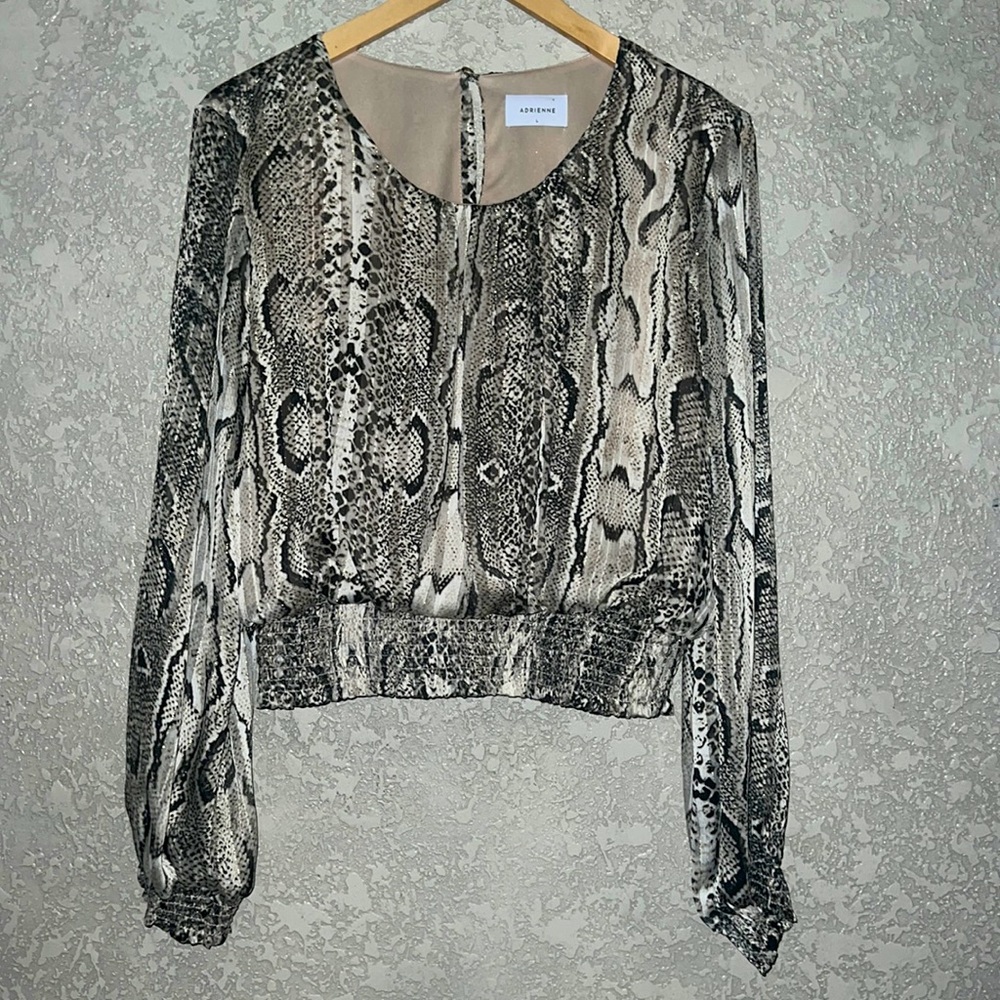 Adrienne Snakeskin Long Sleeve Top